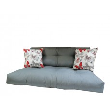 Koyu Gri Palet Minderi 120x80 Cm Ve 2 Adet Kelebek Desenli Kırlent-Fitsdekor